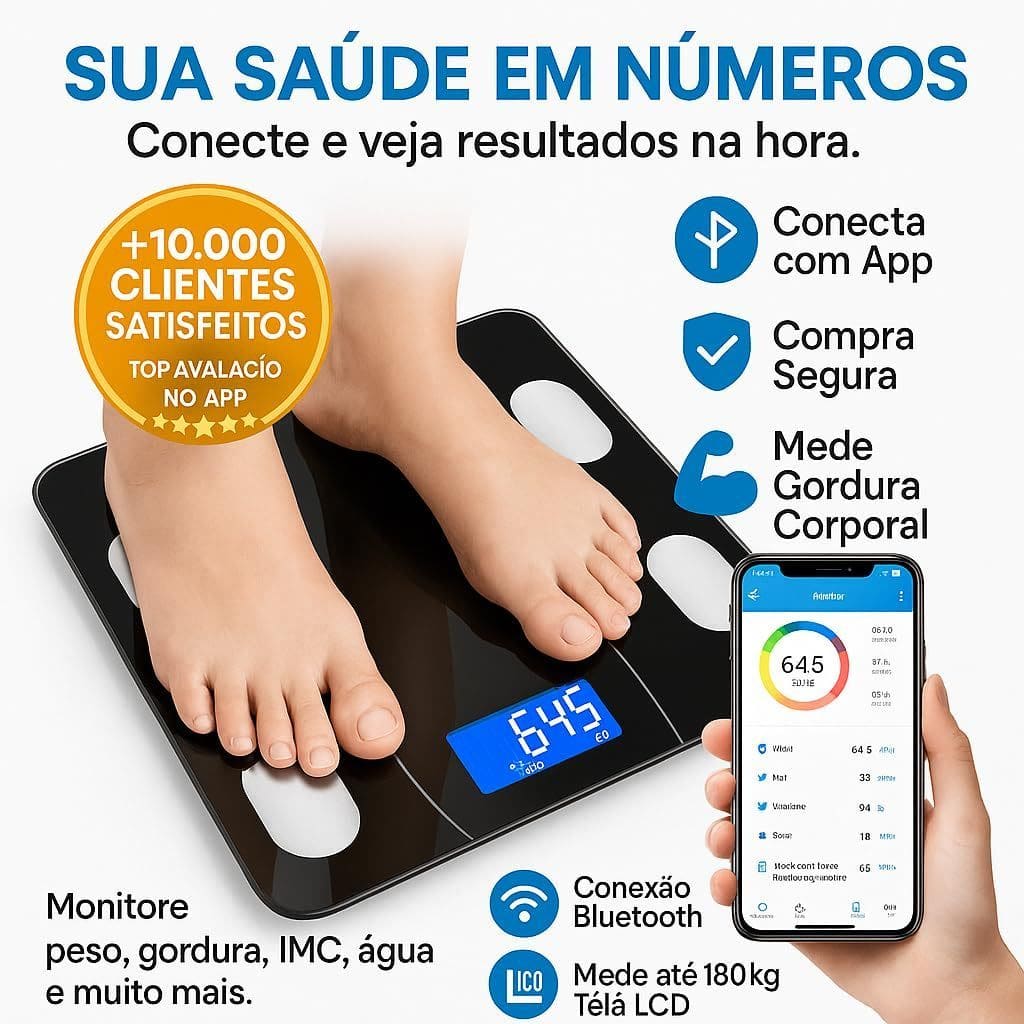 Profissional Balança Bioimpedância Digital lmc Aplicativo Bluetooth, USB, Fitness Treino 180kg